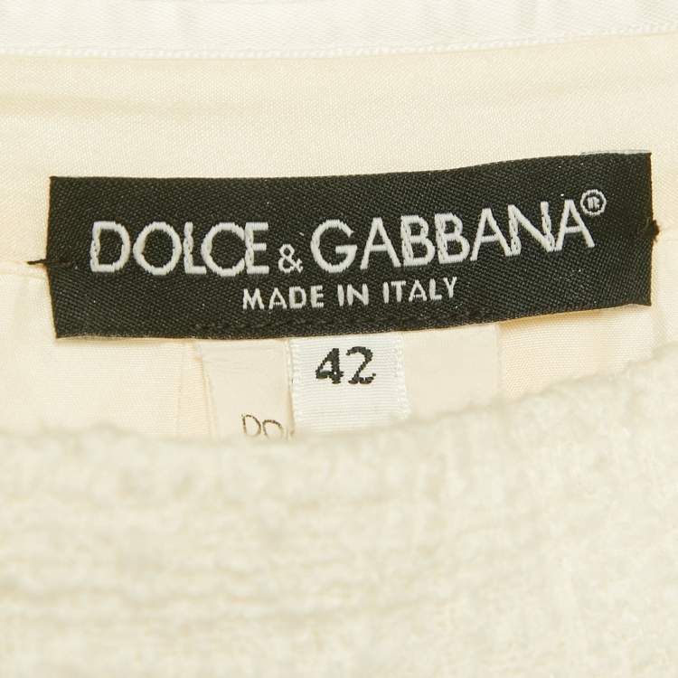 Pre Owned Dolce & Gabbana White Lace Crystal Detail Mini Skirt M