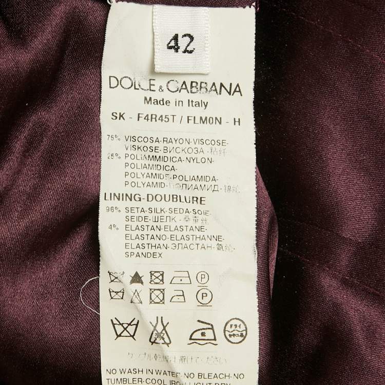 Pre Owned Dolce & Gabbana Plum Lace Midi Skirt M