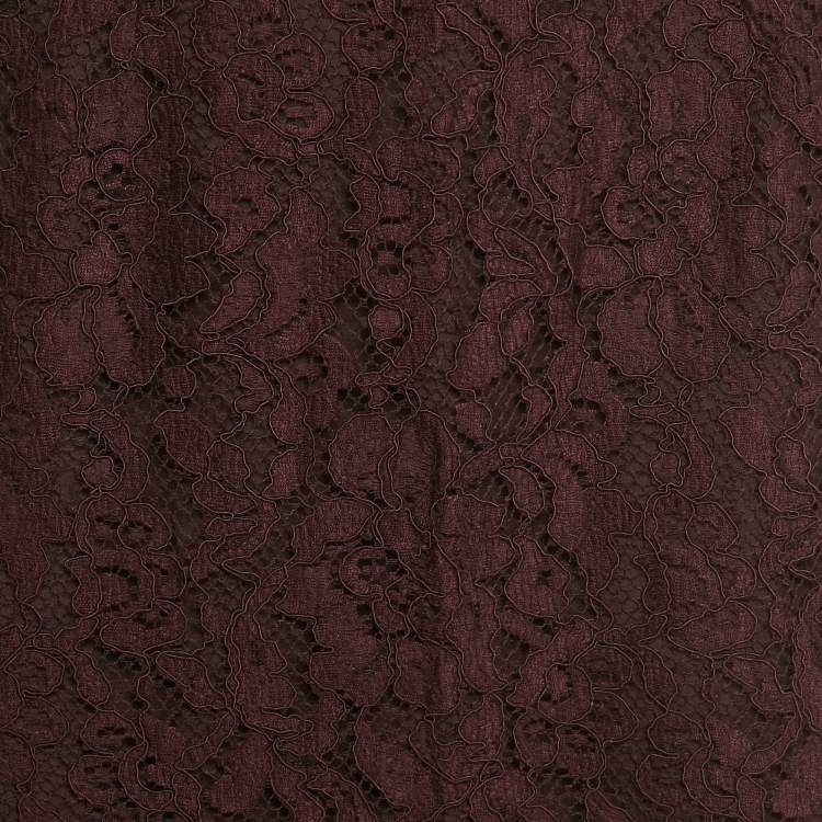 Pre Owned Dolce & Gabbana Plum Lace Midi Skirt M