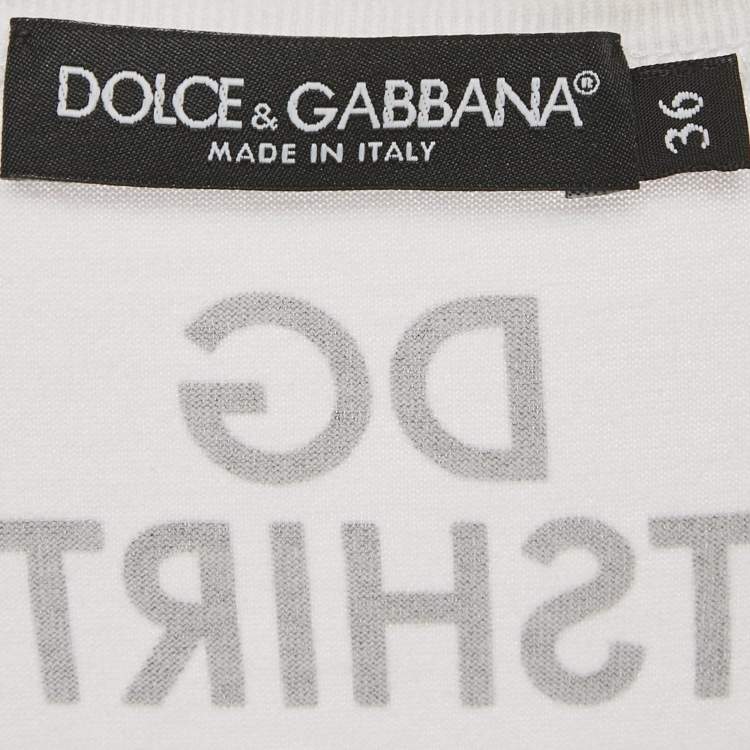 Pre Owned Dolce & Gabbana White #DG Print Jersey Tank Top XS