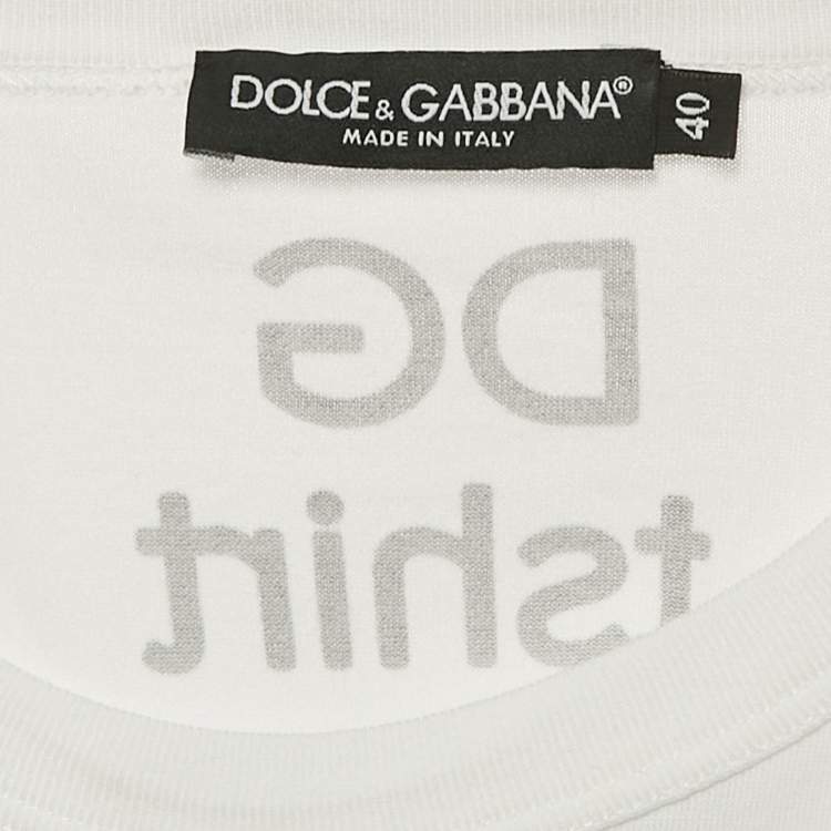 Pre Owned Dolce & Gabbana White DG Print Jersey T-Shirt S