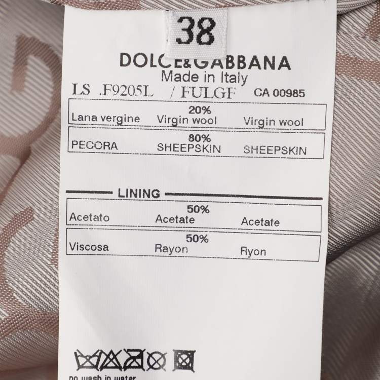 Pre Owned Dolce & Gabbana Metallic Leather and Wool Zip Jacket S