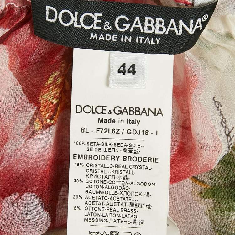 مملوكة مسبقًا Dolce & Gabbana Pink Floral Print Silk Crystal Embellished Tunic M