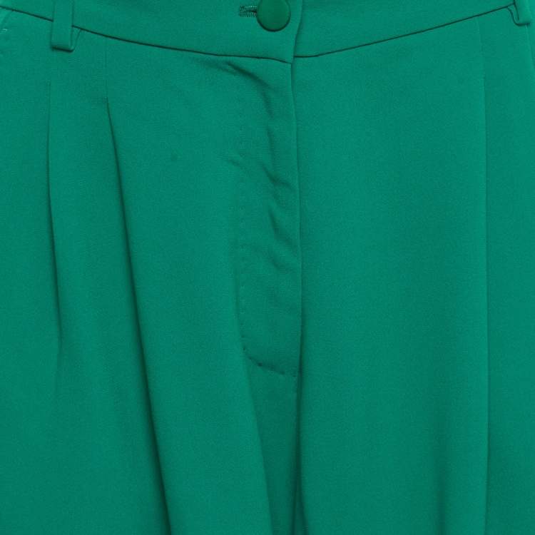 Pre Owned Dolce & Gabbana Green Crepe Pleated Shorts M