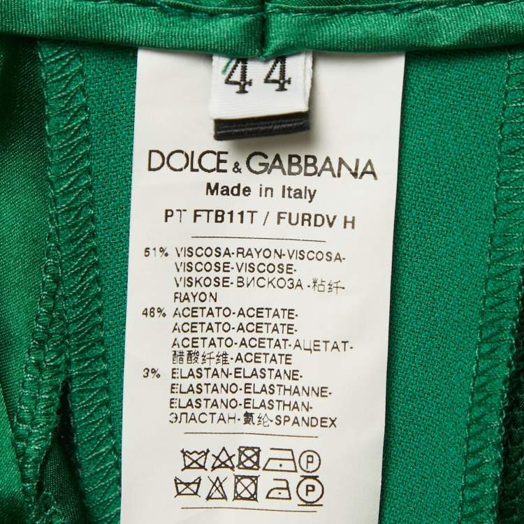 Pre Owned Dolce & Gabbana Green Crepe Pleated Shorts M