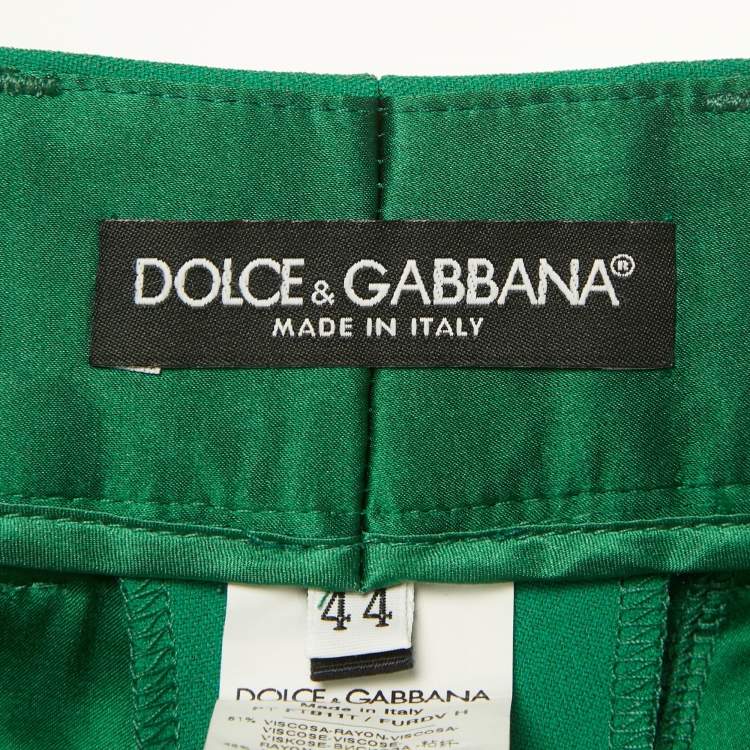 Pre Owned Dolce & Gabbana Green Crepe Pleated Shorts M