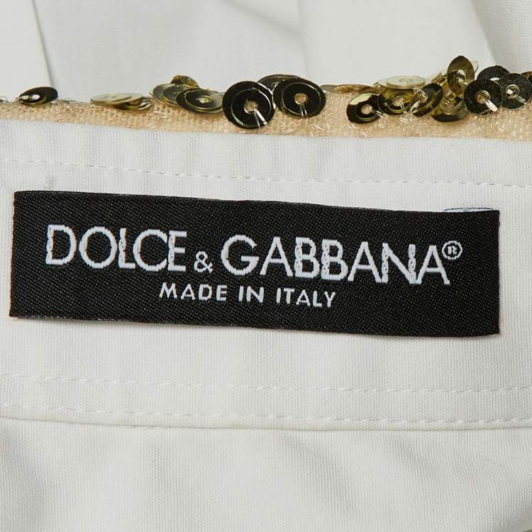 Pre Owned Dolce & Gabbana White Cotton Sequined Shirt XL 
