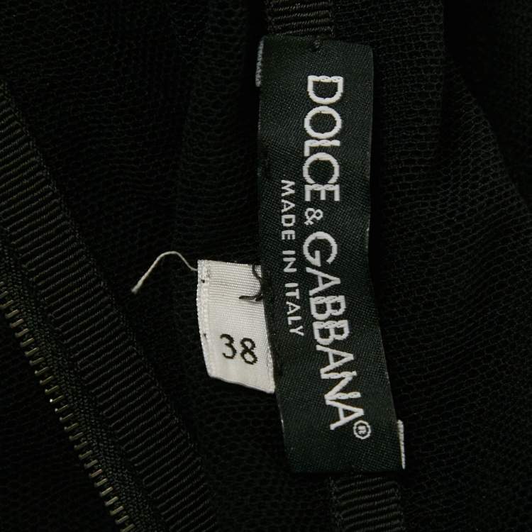 Pre Owned Dolce & Gabbana Black Stretch Mesh Sheer Corset Top S