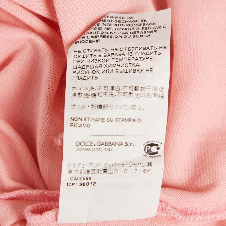 Pre Owned Dolce & Gabbana Pink Logo Print Jersey Crewneck T-Shirt M