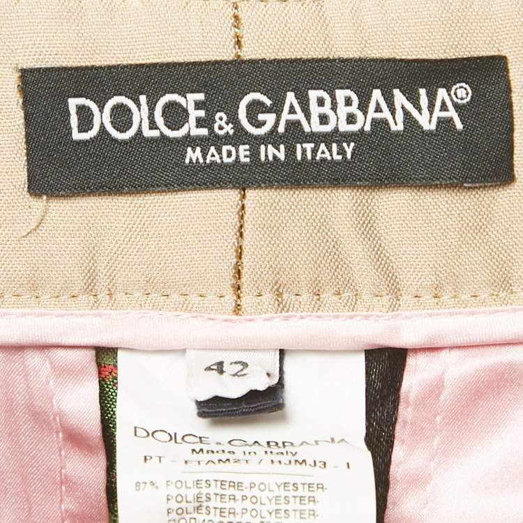 Pre Owned Dolce & Gabbana Beige Floral Jacquard Tailored Pants M