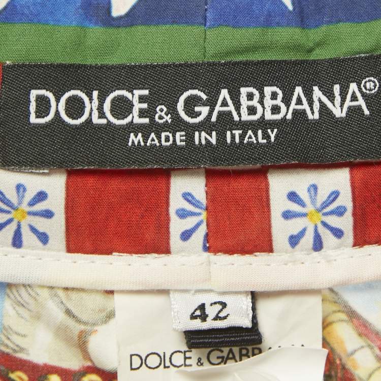Pre Owned Dolce & Gabbana Multicolor Carreto Print Cotton Shorts M