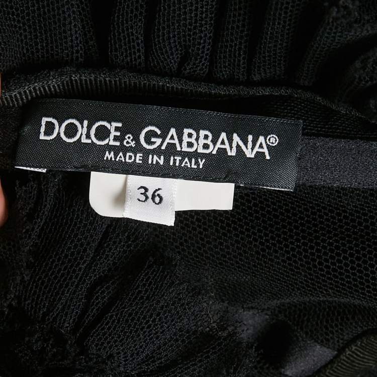 Pre Owned Dolce and Gabbana Black Mesh Sheer Corset Top XS
