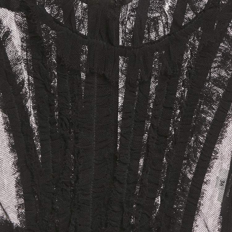 Pre Owned Dolce and Gabbana Black Mesh Sheer Corset Top XS