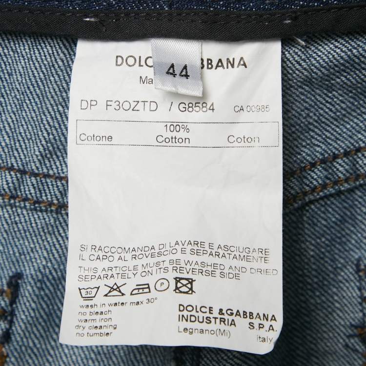 Pre Owned Dolce & Gabbana Blue Distressed Denim Capri Jeans M/Waist 32"