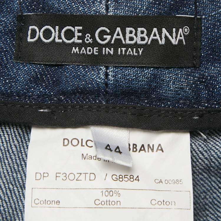 Pre Owned Dolce & Gabbana Blue Distressed Denim Capri Jeans M/Waist 32"