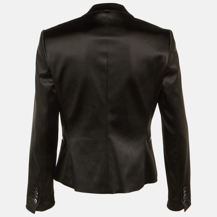 Pre Owned Dolce & Gabbana Black Satin Single Breasted Blazer M