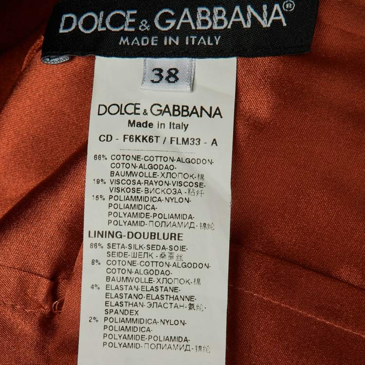Pre Owned Dolce & Gabbana Burnt Orange Lace Mini Dress S