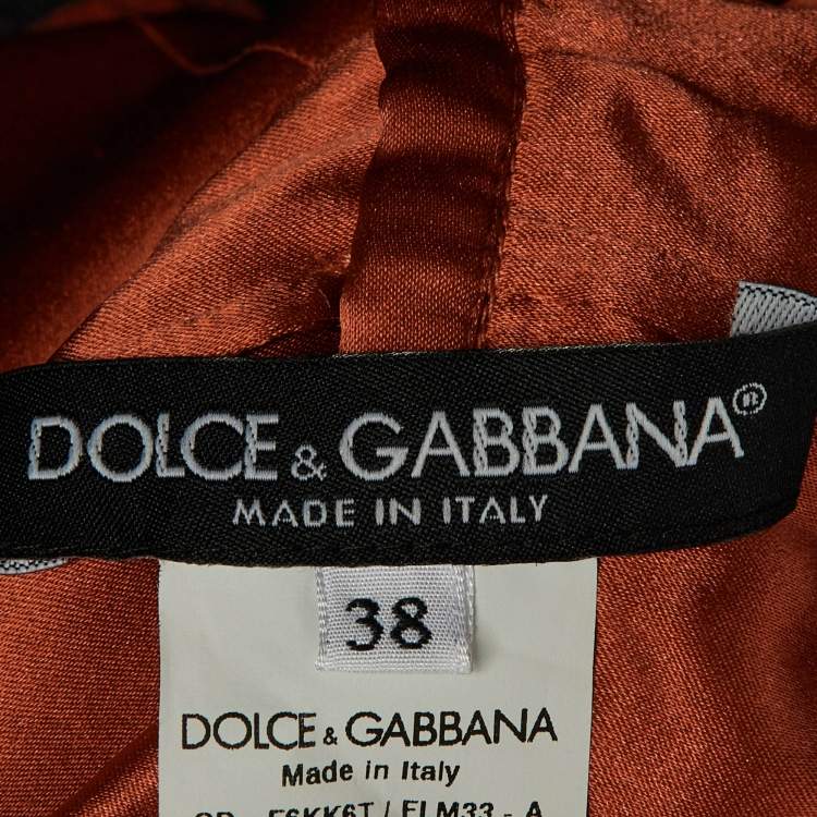 Pre Owned Dolce & Gabbana Burnt Orange Lace Mini Dress S