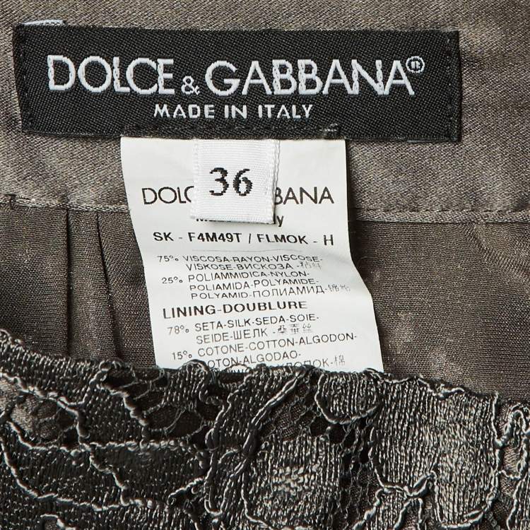 Pre Owned Dolce & Gabbana Grey Lace Mini Skirt XS 
