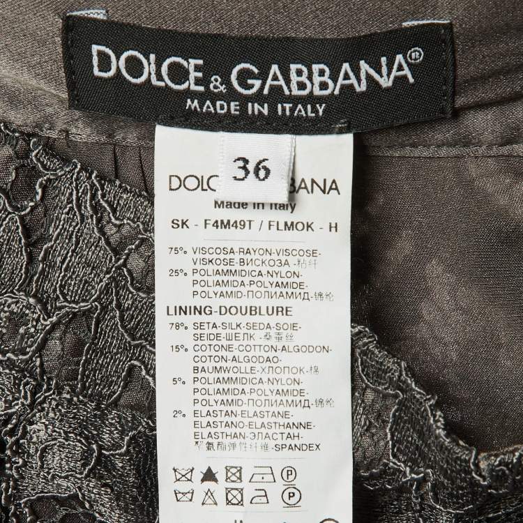 Pre Owned Dolce & Gabbana Grey Lace Mini Skirt XS 
