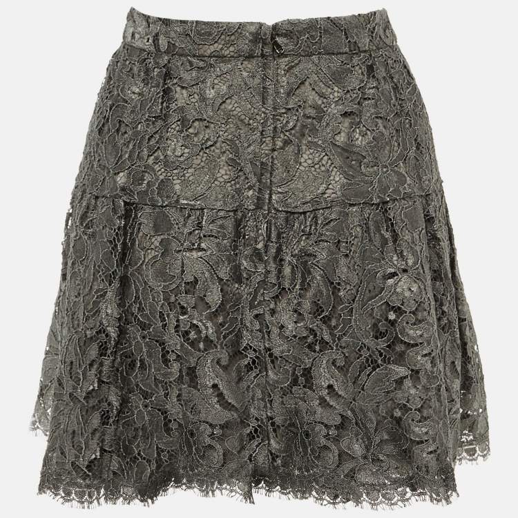 Pre Owned Dolce & Gabbana Grey Lace Mini Skirt XS 