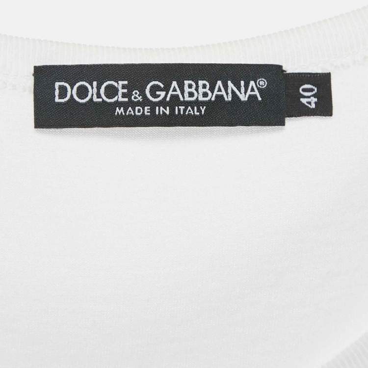 Pre Owned Dolce & Gabbana White Printed Cotton Vest S