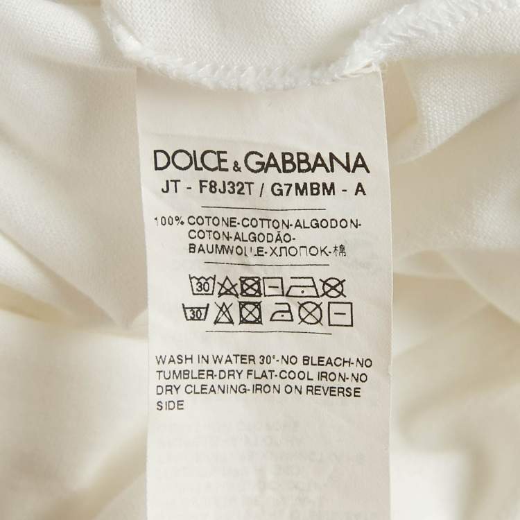 Pre Owned Dolce & Gabbana White Printed Cotton T-Shirt S 