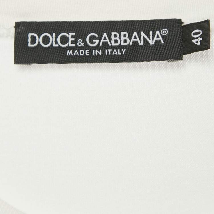 Pre Owned Dolce & Gabbana White Printed Cotton T-Shirt S 