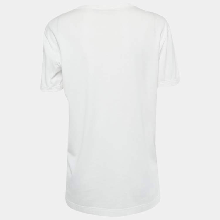 Pre Owned Dolce & Gabbana White Printed Cotton T-Shirt S 