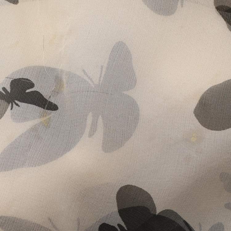 Pre Owned Dolce & Gabbana Beige Butterfly Print Chiffon Ruffled Layered Maxi Dress S