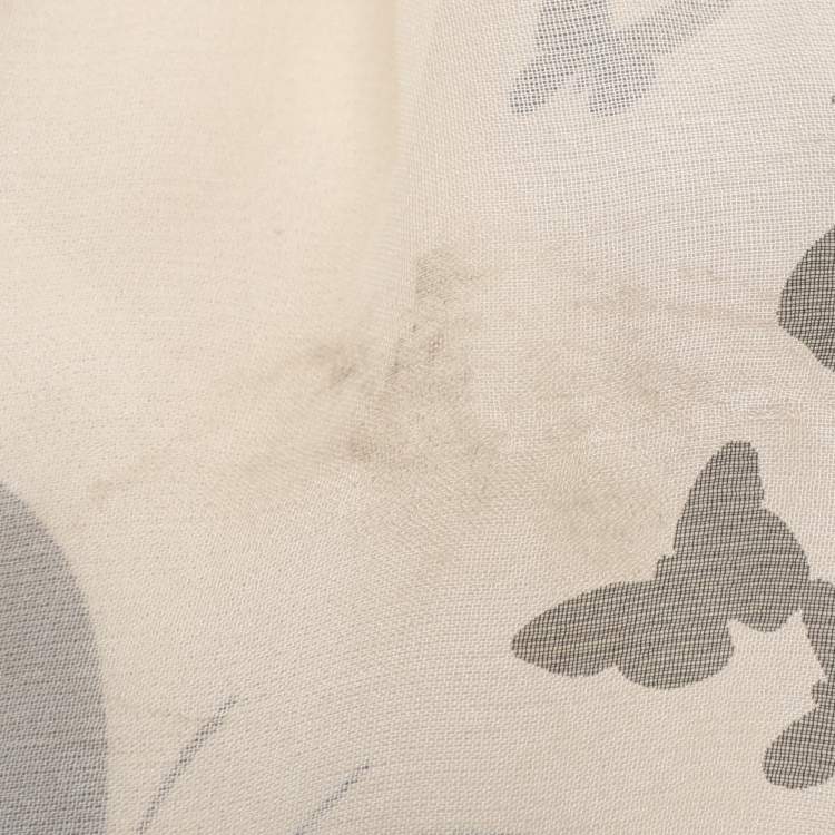 Pre Owned Dolce & Gabbana Beige Butterfly Print Chiffon Ruffled Layered Maxi Dress S