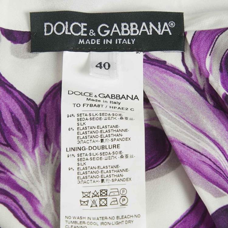 Pre Owned Dolce & Gabbana Purple Majolica Print Silk Halter Neck Top S