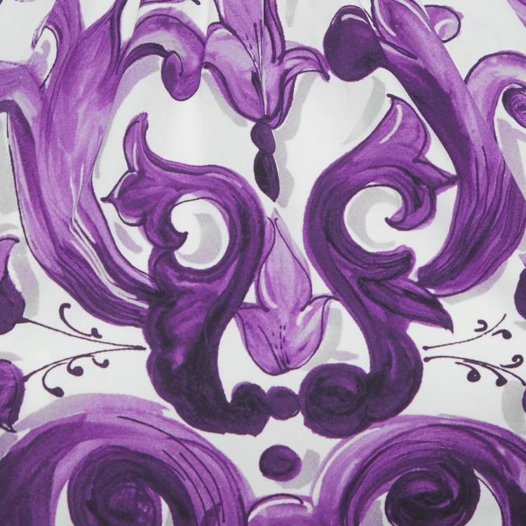 Pre Owned Dolce & Gabbana Purple Majolica Print Silk Halter Neck Top S