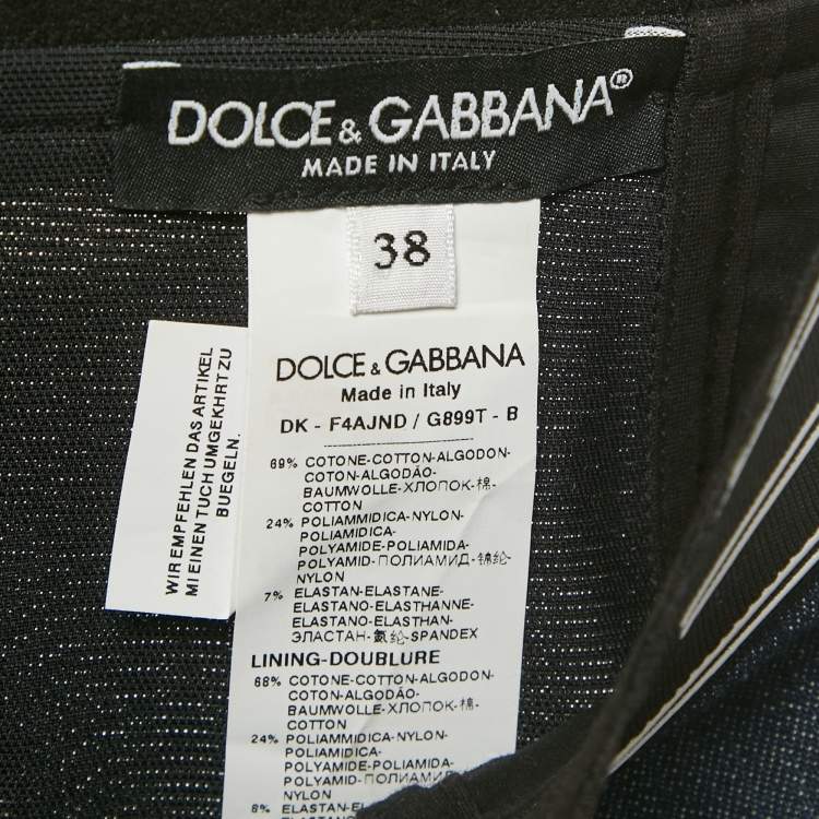 Pre Owned Dolce & Gabbana Blue Denim /Mesh Pencil Skirt S
