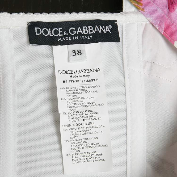 Pre Owned Dolce & Gabbana White/Pink Floral Print Poplin Set XS