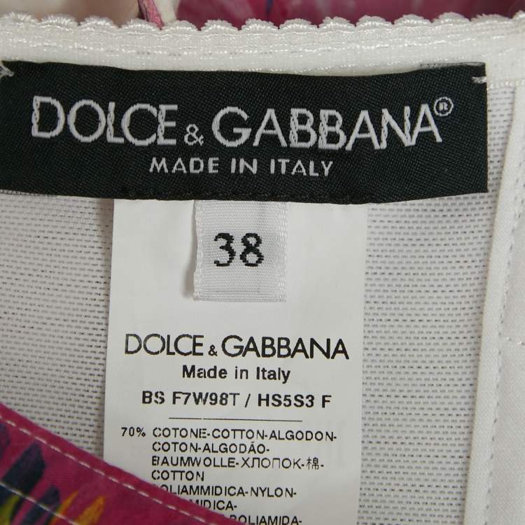 Pre Owned Dolce & Gabbana White/Pink Floral Print Poplin Set XS