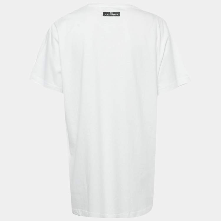 Pre Owned Dolce & Gabbana x Kim White Printed Jersey T-Shirt L