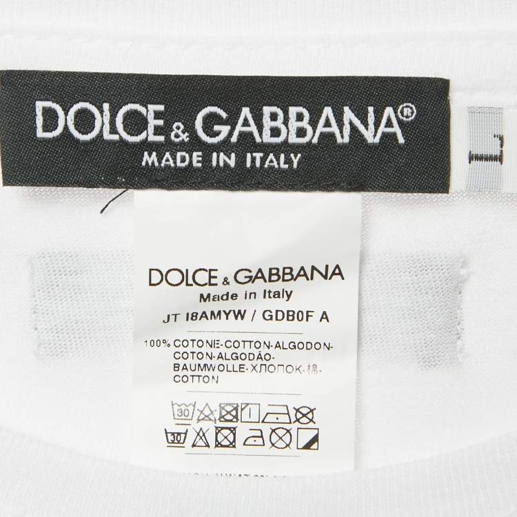 Pre Owned Dolce & Gabbana x Kim White Printed Jersey T-Shirt L