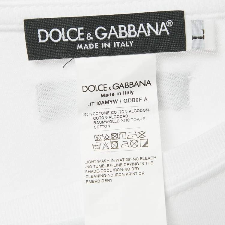 Pre Owned Dolce & Gabbana x Kim White Printed Jersey T-Shirt L