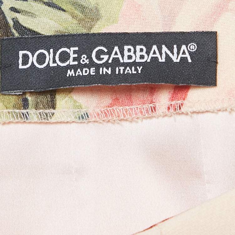 Pre Owned Dolce & Gabbana Pink Rose Print Crepe Button Detail Mini Skirt M