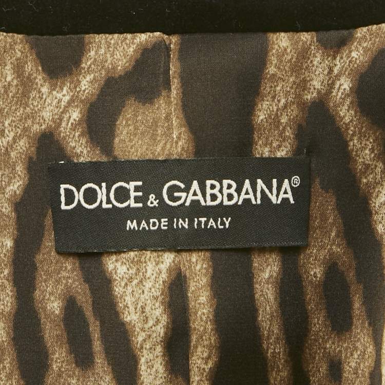 Pre Owned Dolce & Gabbana Red Velvet Collar Gabardine Blazer M