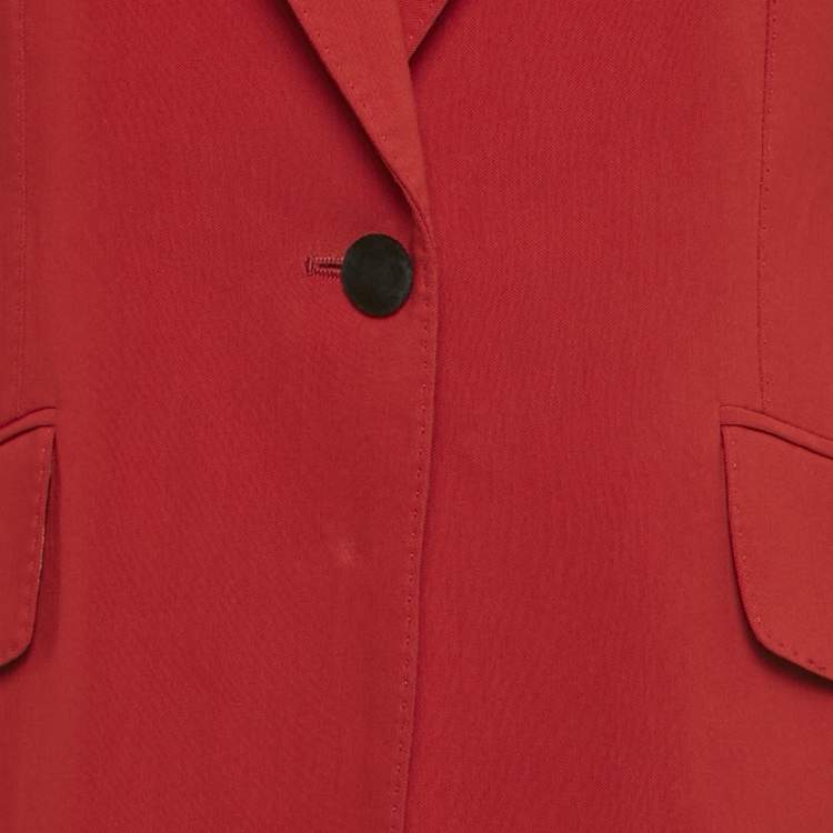 Pre Owned Dolce & Gabbana Red Velvet Collar Gabardine Blazer M