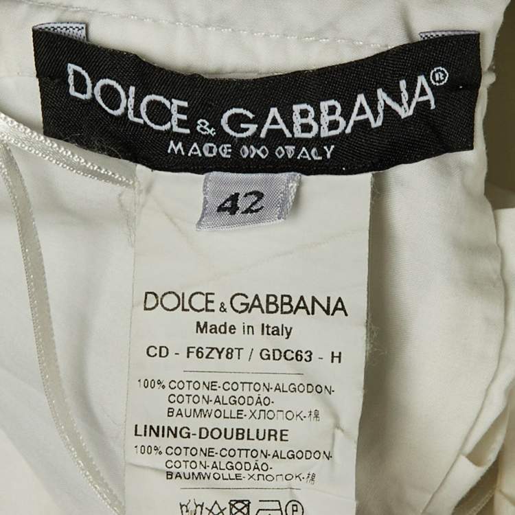 Pre Owned Dolce & Gabbana White Doodle Print Cotton Sleeveless Mini Dress M