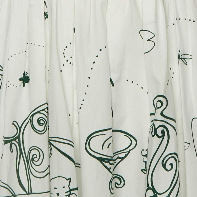 Pre Owned Dolce & Gabbana White Doodle Print Cotton Sleeveless Mini Dress M