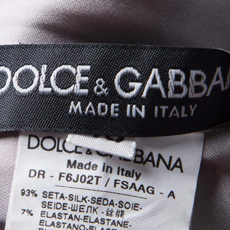 Pre Owned Dolce & Gabbana Grey Animal Print Silk Ruched Sleeveless Dress S