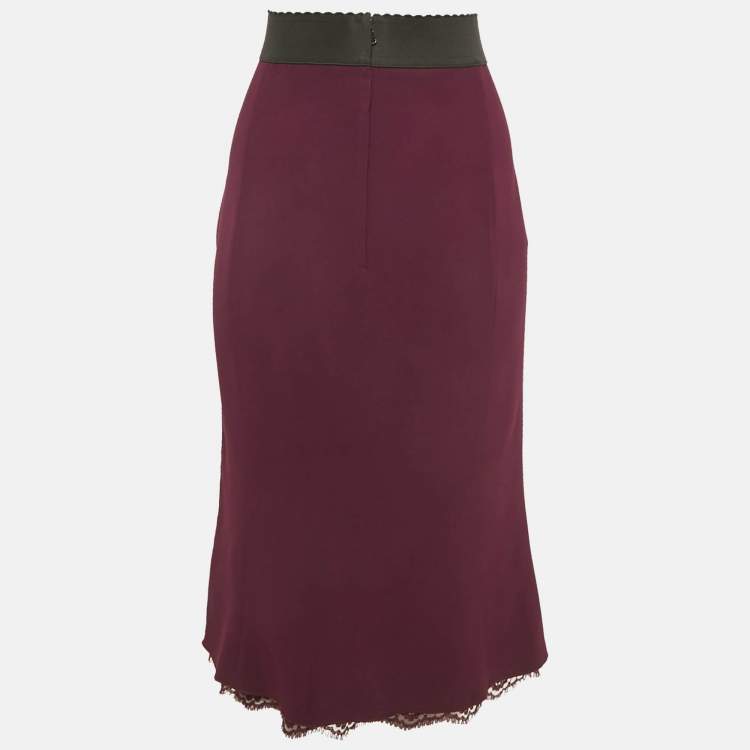 Pre Owned Dolce & Gabbana Purple Crepe Pencil Skirt M