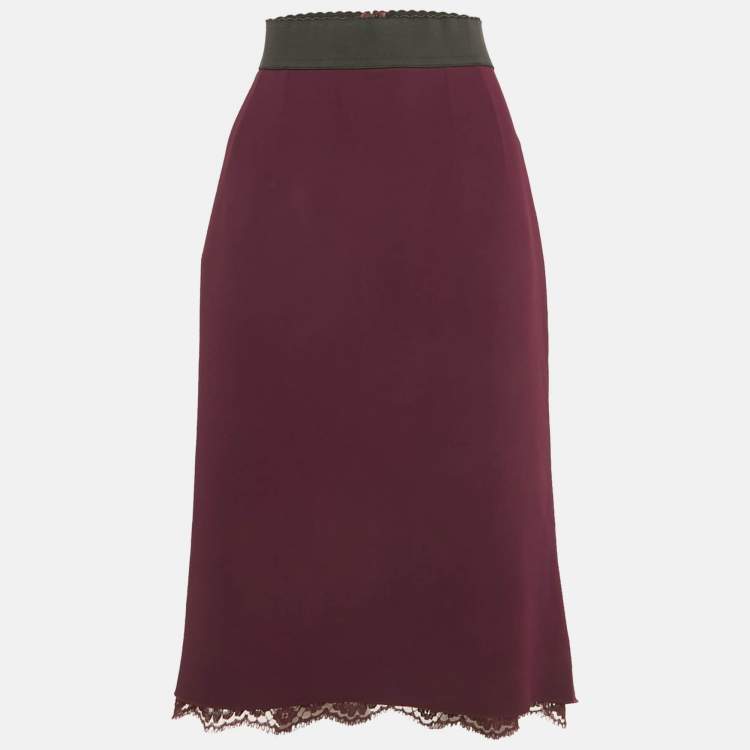 Pre Owned Dolce & Gabbana Purple Crepe Pencil Skirt M
