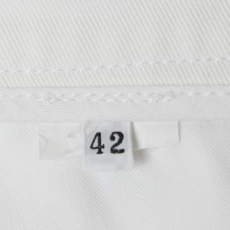 Pre Owned Dolce & Gabbana White Printed Denim Jeans M/Waist 30"