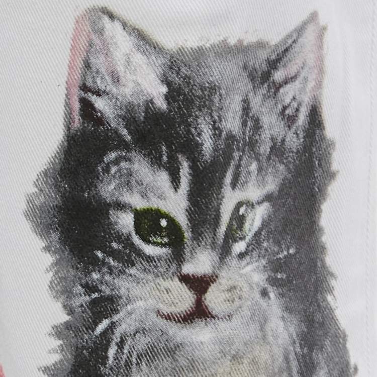 Pre Owned Dolce & Gabbana White Printed Denim Jeans M/Waist 30"