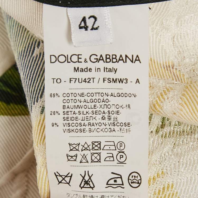 Pre Owned طقم بلوزة وتنورة دولتشي أند غابانا أبيض مزين بطبعات م/ل